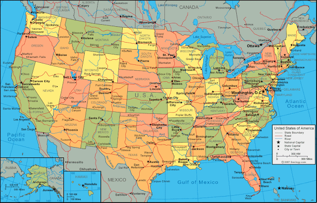 Lista dos estados e siglas dos Estados Unidos (EUA) e suas capitais