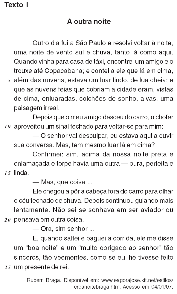 Texto 1 - A outra noite.