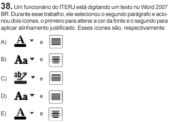 ícones de texto word 2007