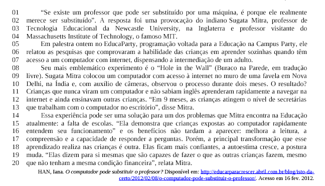 texto prova professor de lingua portuguesa seduc ce