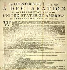 A Declaração de independência dos Estados Unidos da América (EUA)